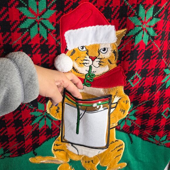 Cat Ugly Sweater XXL by Celebrate Together tops. M's. Cat drinking Crewneck Fun - Picture 9 of 13